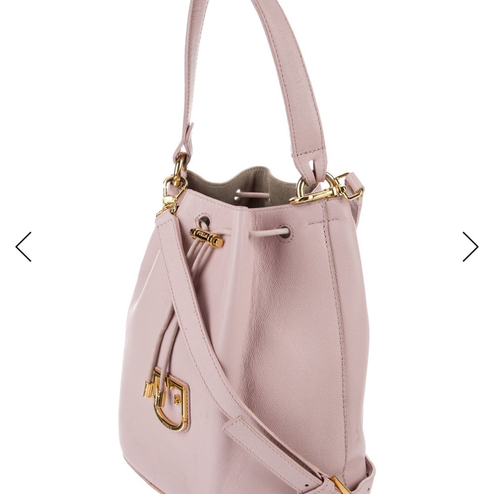 Furla Light Pink Shoulder Bag with Gold Accents. Very small fold at the back .